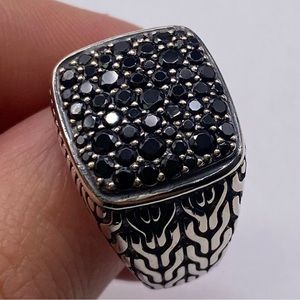 John Hardy silver black sapphire signet ring size 8